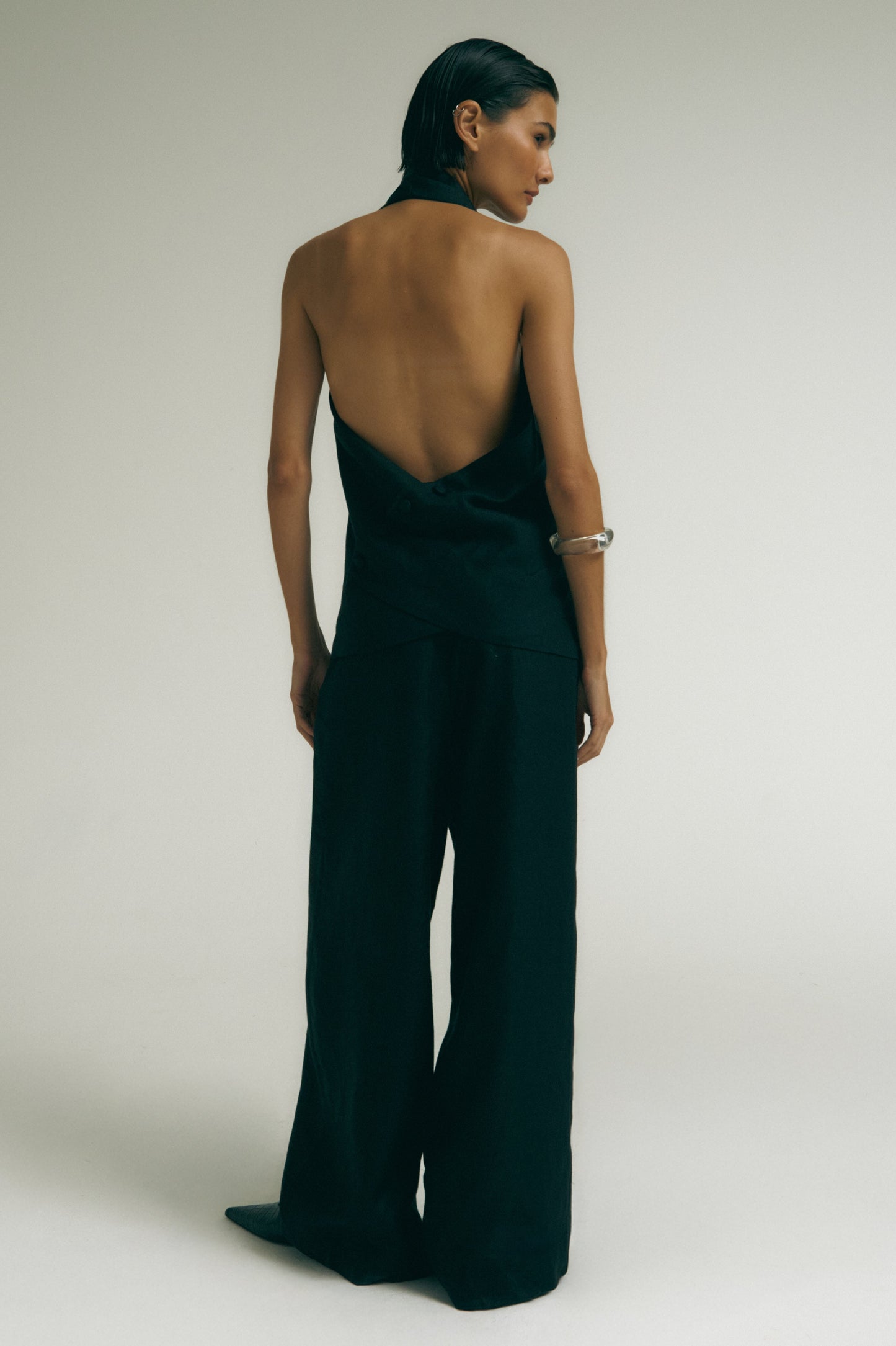 Calça Pantalona Preta – 100% Linho