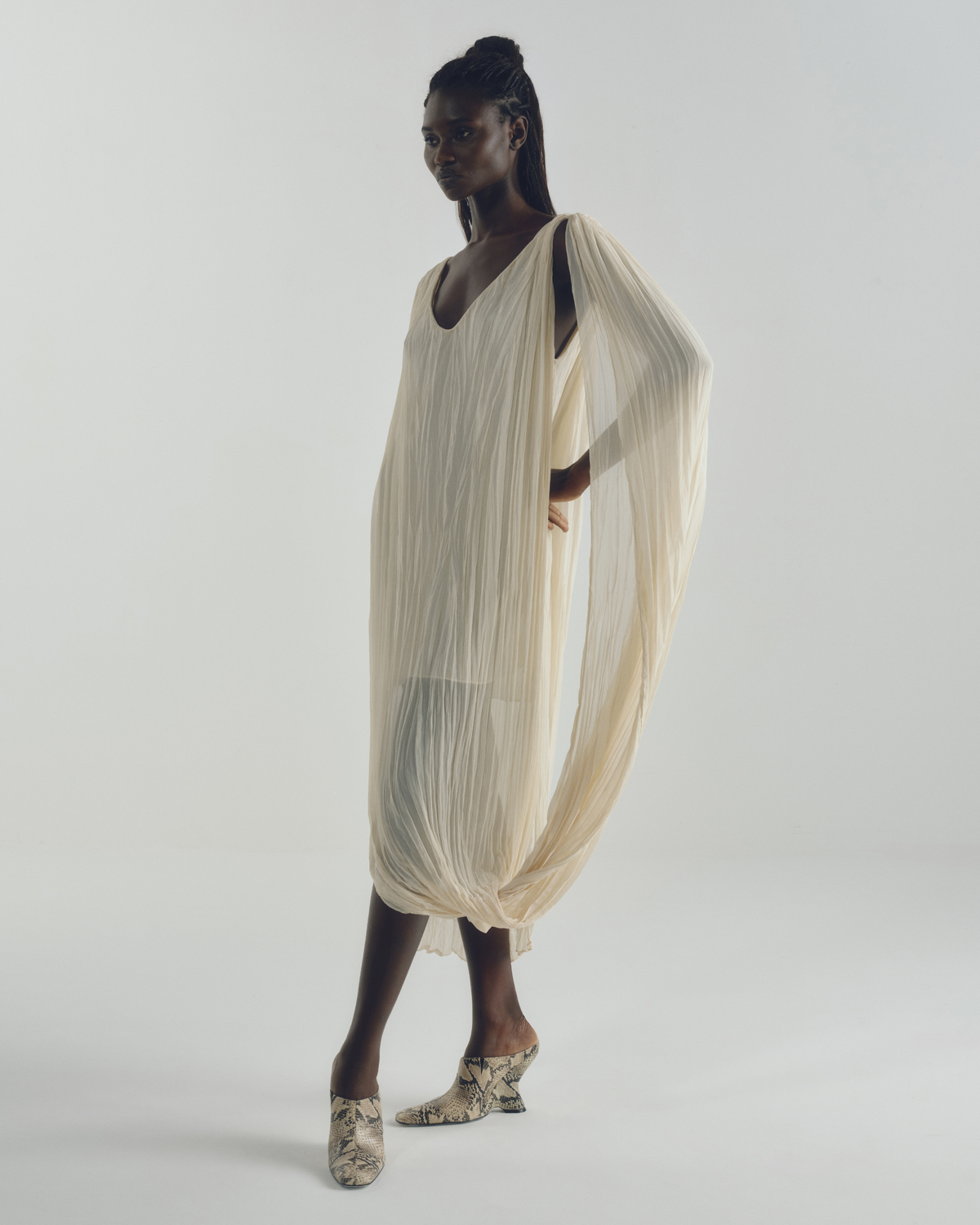 Vestido Wrinkled Creme