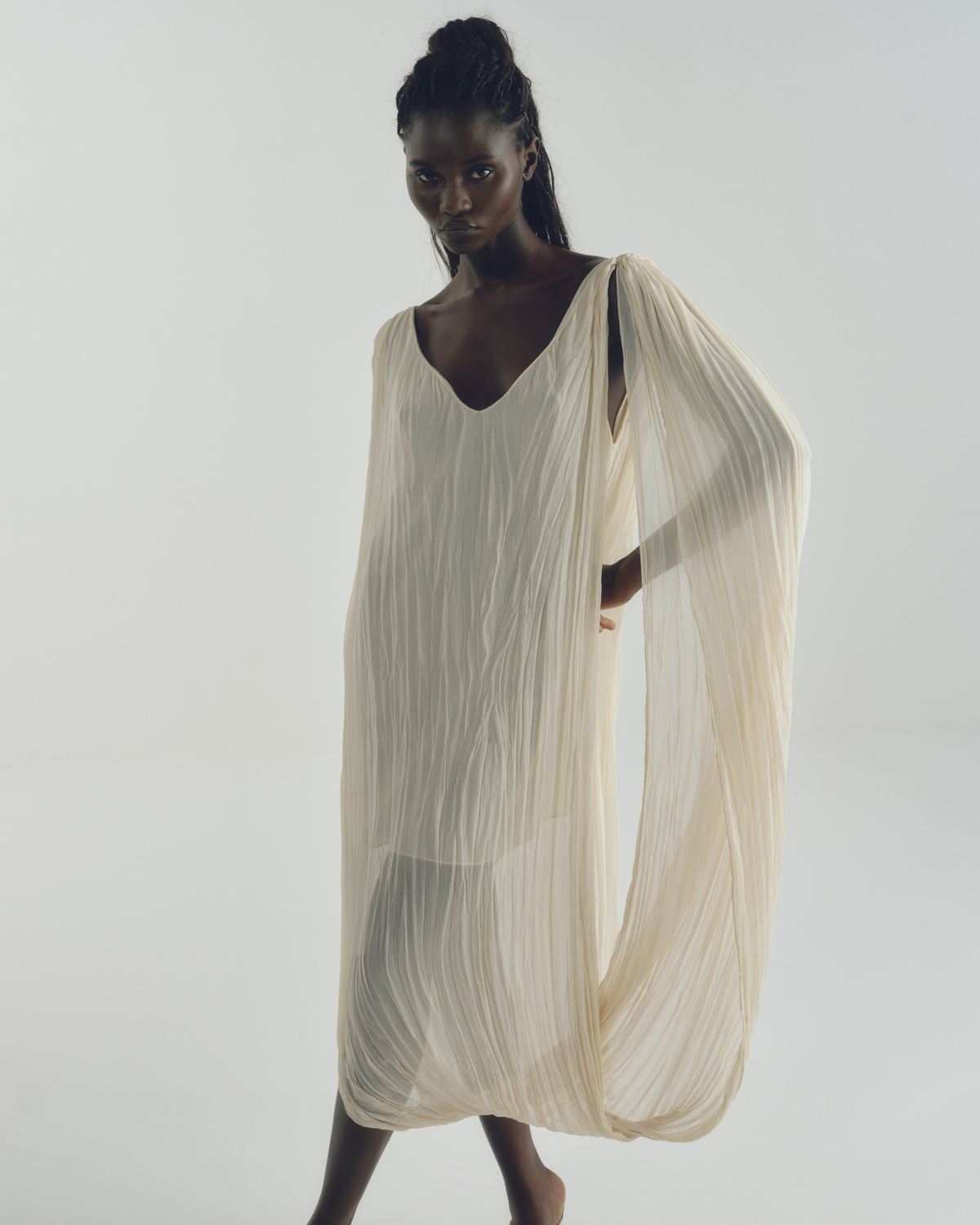 Vestido Wrinkled Creme