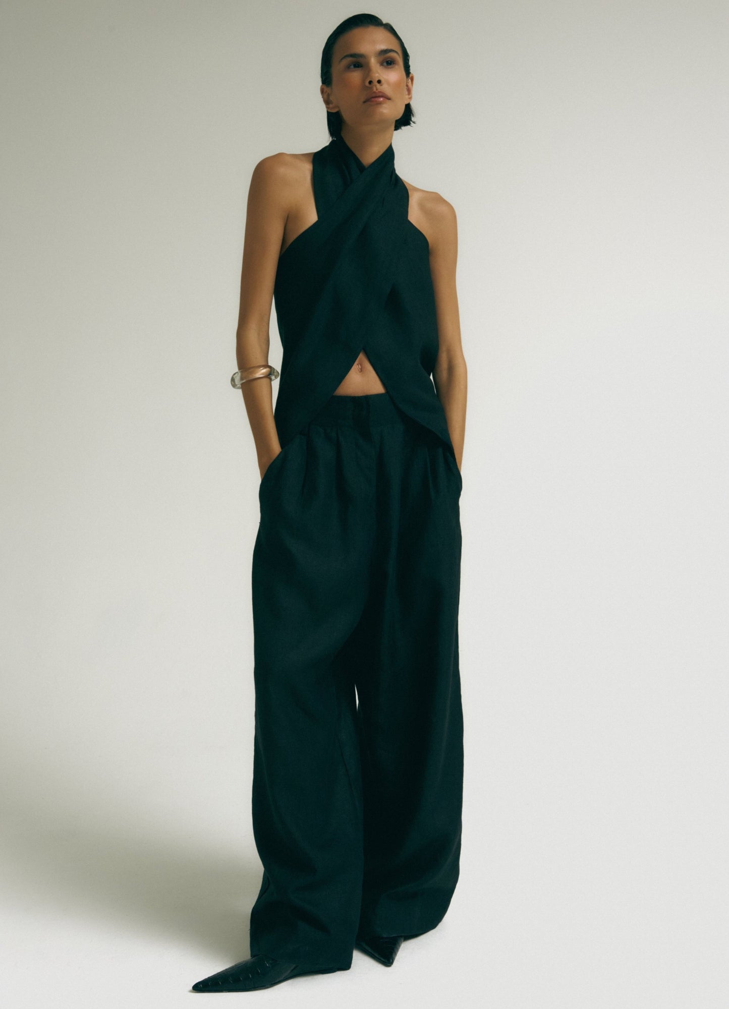 Calça Pantalona Preta – 100% Linho